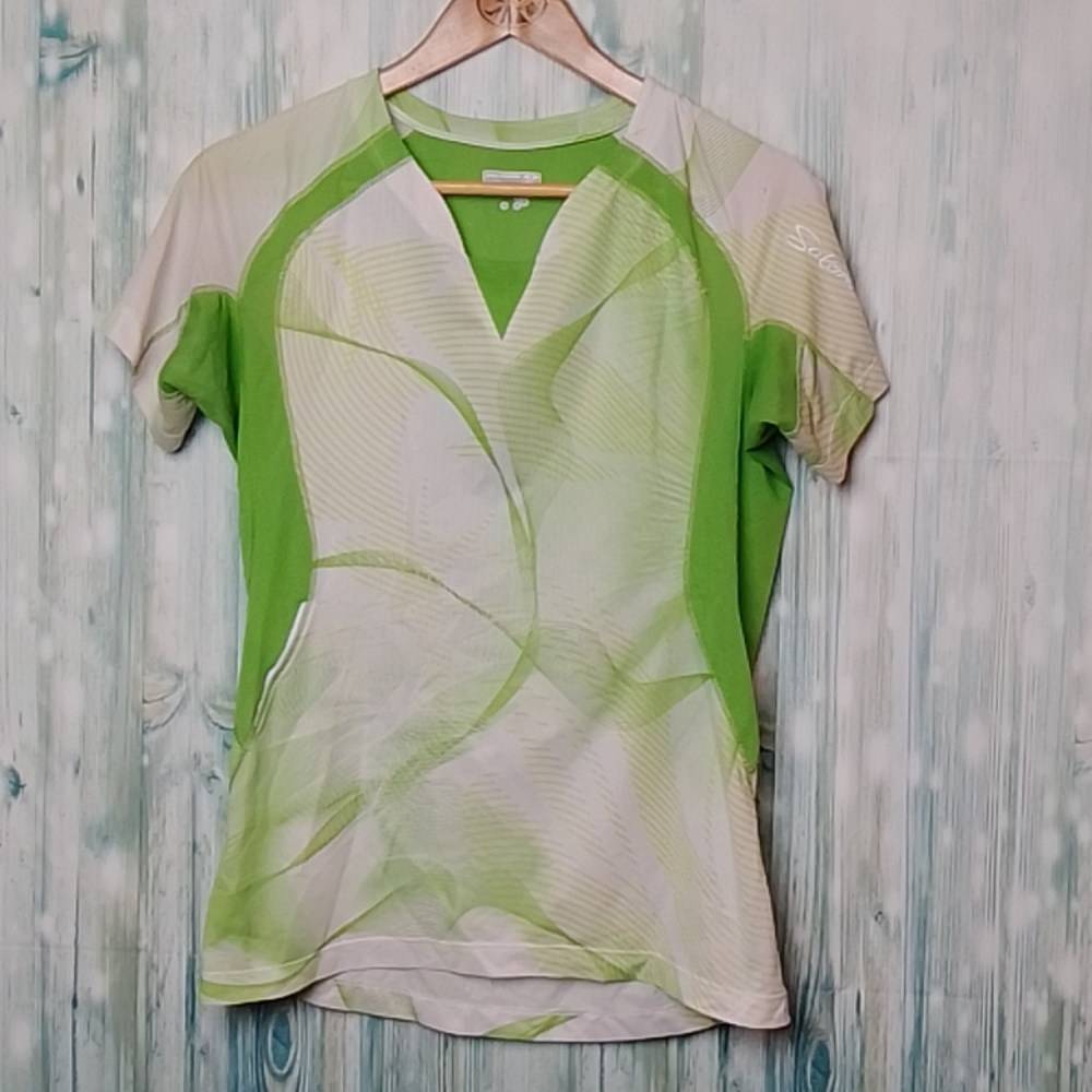Salomon acti lite short sleeve shirt with reflective details lime & whit…